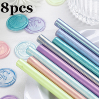 8pcs Mixed Aurora Borealis Wax Sticks, Round Gold Polarized Wax Stamps for Decorating Envelopes Greeting Cards, Fire Lacquer