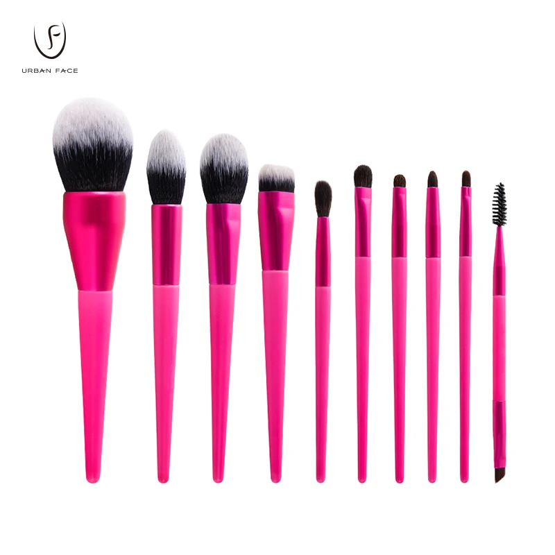 

10Pcs Makeup Brushes Powder Foundation Highlight Eye-shadow Concealer Lip Eyelash&Brow Bronzing Brush Set Cosmetics Brushes Red