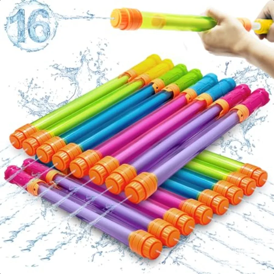 

Water Soaker Blaster, 16 упаковок, водяные пистолеты для бассейна, оптом, диапазон 35 футов, пистолеты для водного белка, шутер для летней игры на открытом воздухе, Po