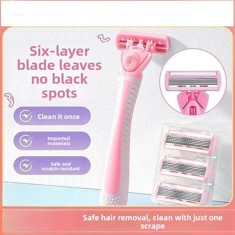 

Women Manual Hair Removal Razor Reusable Stainless Steel Blades Leg Armpit Bikini Full Body Shaver Washable Grooming Tool