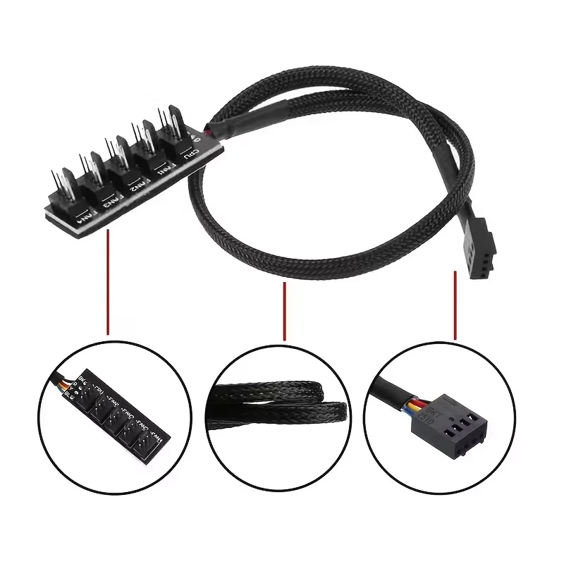 4-Pin PWM PC Fan Hub PC 5 Way Splitter 1 to 5 Splitter PC Case Internal Motherboard 4pin/3pin Fan Power Extension Cable Splitter