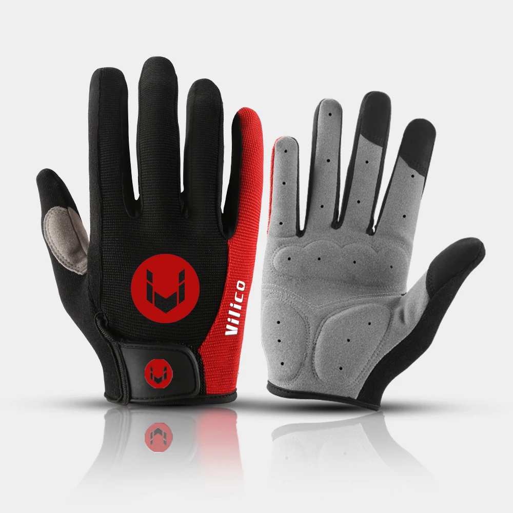 A Pair Of All-finger Gloves Breathable Shock-proof Touch-screen Bike Gloves Spring And Summer Mountain Bike Road Riding Gloves