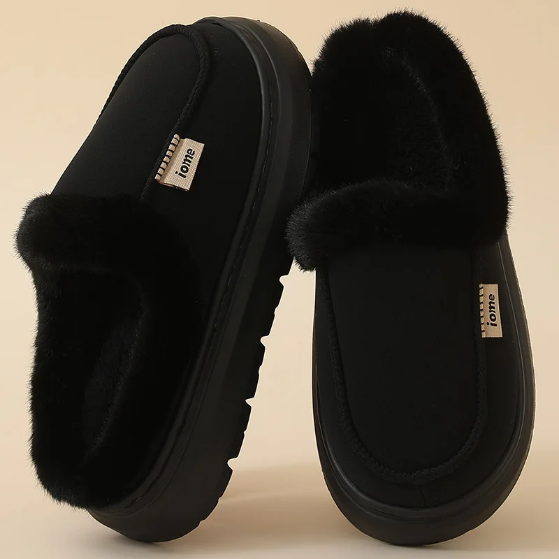 Hot Winter Plush Cotton Slippers for Men Women Couple, Fleece Lined Thick Sole Non-slip Indoor Home Warm Comfort House Shoes