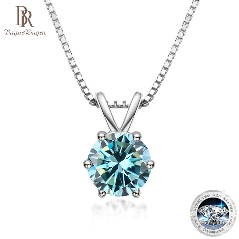 Bague Ringen 100% 925 Sterling Silver 1ct Moissanite Necklace For Women Diamond Pendant  Engagement Wedding Party Gift Wholesale