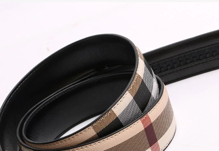 2024 New Men\'s Stripe Leather Belt Fashion Belt Men\'s Leather Belt Automatic Buckle Male Pure Leather Business Leisure Belts