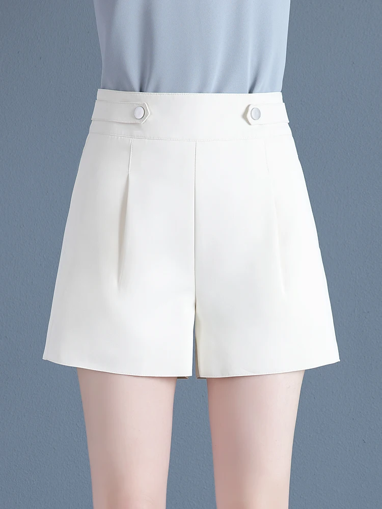 

High Waist Suit Short Pants Women Summer New Loose Slim A-Line Wide Leg Pants Thin Small Size Casual Pants Casual Style