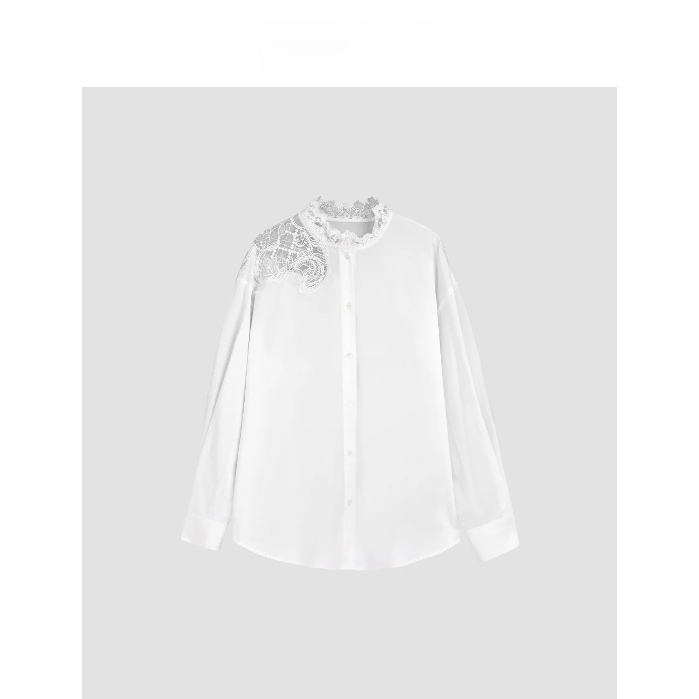 

Casual Loose Mincollection Floral Embroidery irt Lace Patchwork Single Button Cotton Blend Women's Faion Spring 2026