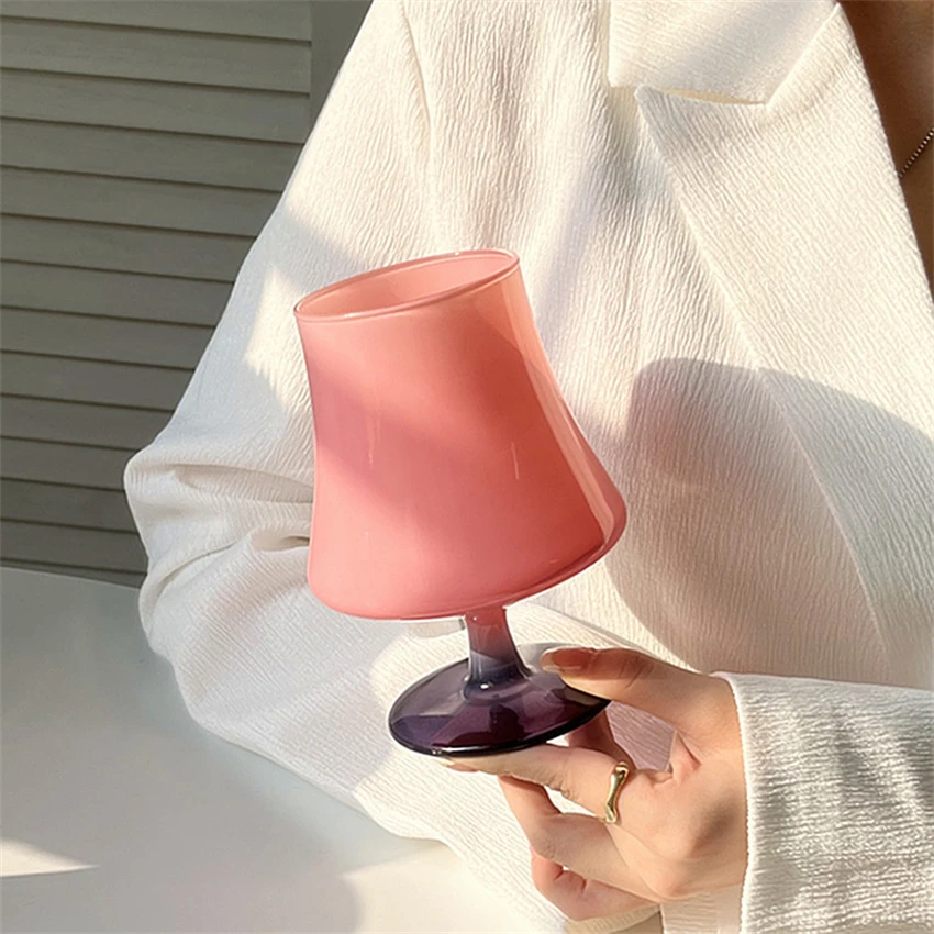Korean Retro Ins Style Lamp Shaped Glass, Candy-Colored, Simple Home Champagne Glass, Single-layer, Universal Tall Glasses
