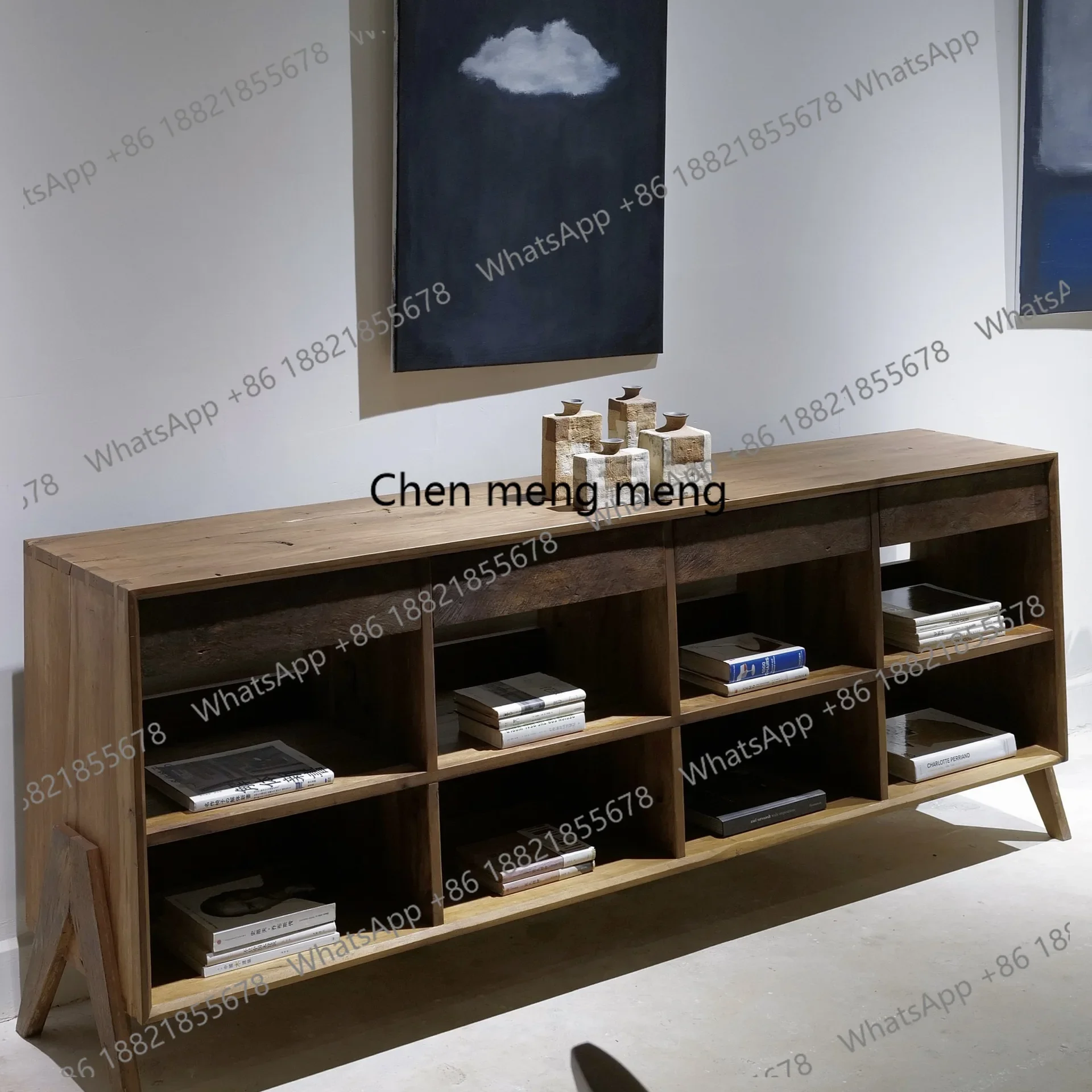 

Outdoor Ancient Wood Long Cabinet Wabi-sabi Style Solid Wood Furniture Sideboard Storage Cabinet for Home Use