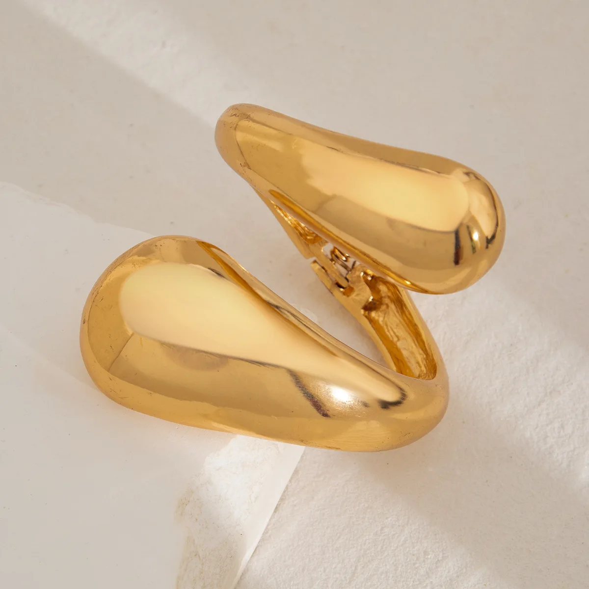 DIEZI Gold Silver Color Water Drop Geometric Cuff Bangles Men Vintage Hip Hop Punk Spring Bangles Bracelets For Women Jewelry