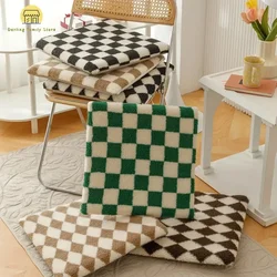 Nordic Checkerboard Diamo Polar Fleece Cushion 40*40cm Warm Comfortable Chair Seat Cushions Bedroom Floor Tatami Mat for Winter