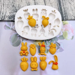 Easter Bunny Rabbit Radish Silicone Sugarcraft Mold Resin Tools Cupcake Baking Mould Fondant Cake Decorating Tools