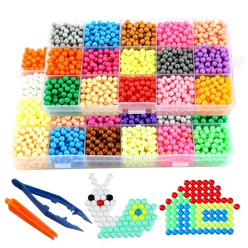 Kids Magical Water Fuse Beads Girls DIY Handmade Water Spray Magic Water Sticky Beads Craft Set Children Puzzle Educational Toys