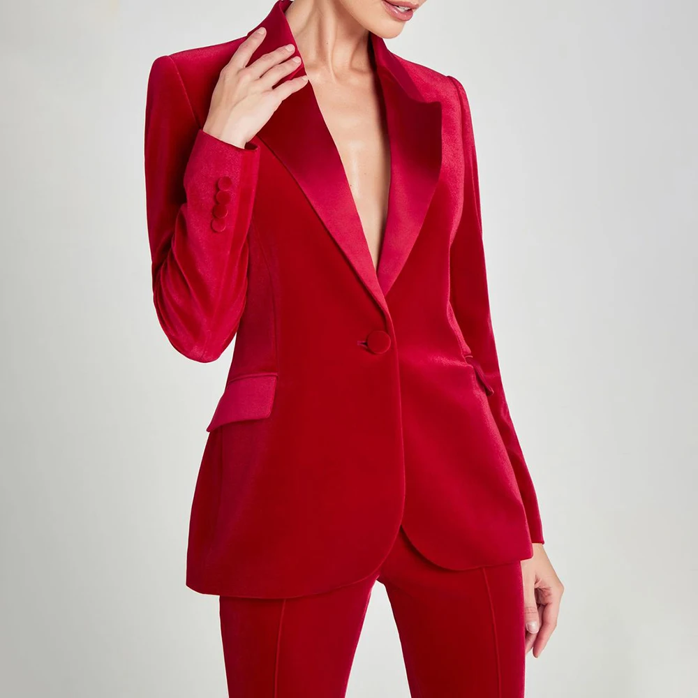 

High Quality Women's Suits Blazer Elegant One-Button Peak Lapel Female Clothing Luxury Evening 2 Piece Jacket Pants Terno