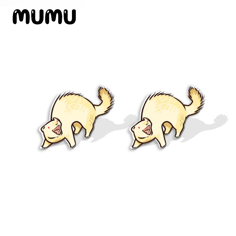 2023 New Kawaii Ferret Acrylic Stud Earring Animal Handmade Earrings Resin Epoxy Jewelry Gifts Friend