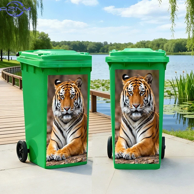 [2D Flat Printing]1pc Trash Can Sticker[Title Translated, Do Not Change] Fierce Tiger Theme Design Wall Sticker Self-Adhesive