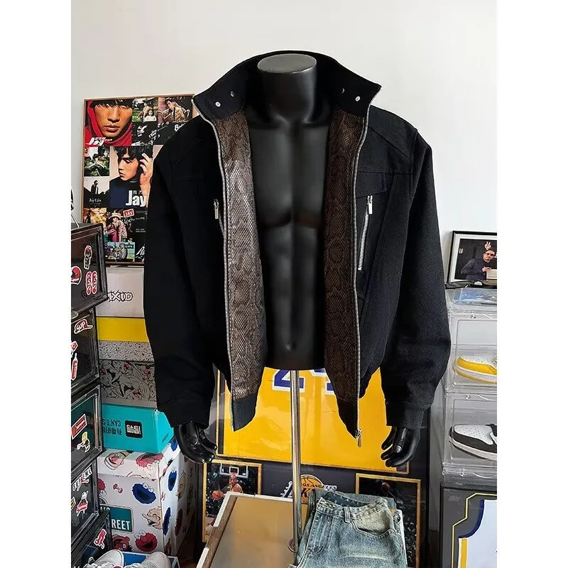 

Men's Loose Fit Jaet Large Size Autumn Winter Thiened Stand Collar Workwear Outerwear Cleanfit High End Feeling 250 Pou