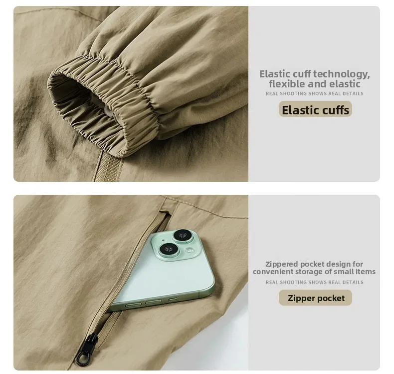 Men's Lightweight Packable Windbreaker Jacket 100% Polyamide Nylon Breathable Outdoor Sports Sun Protection Coat 2026