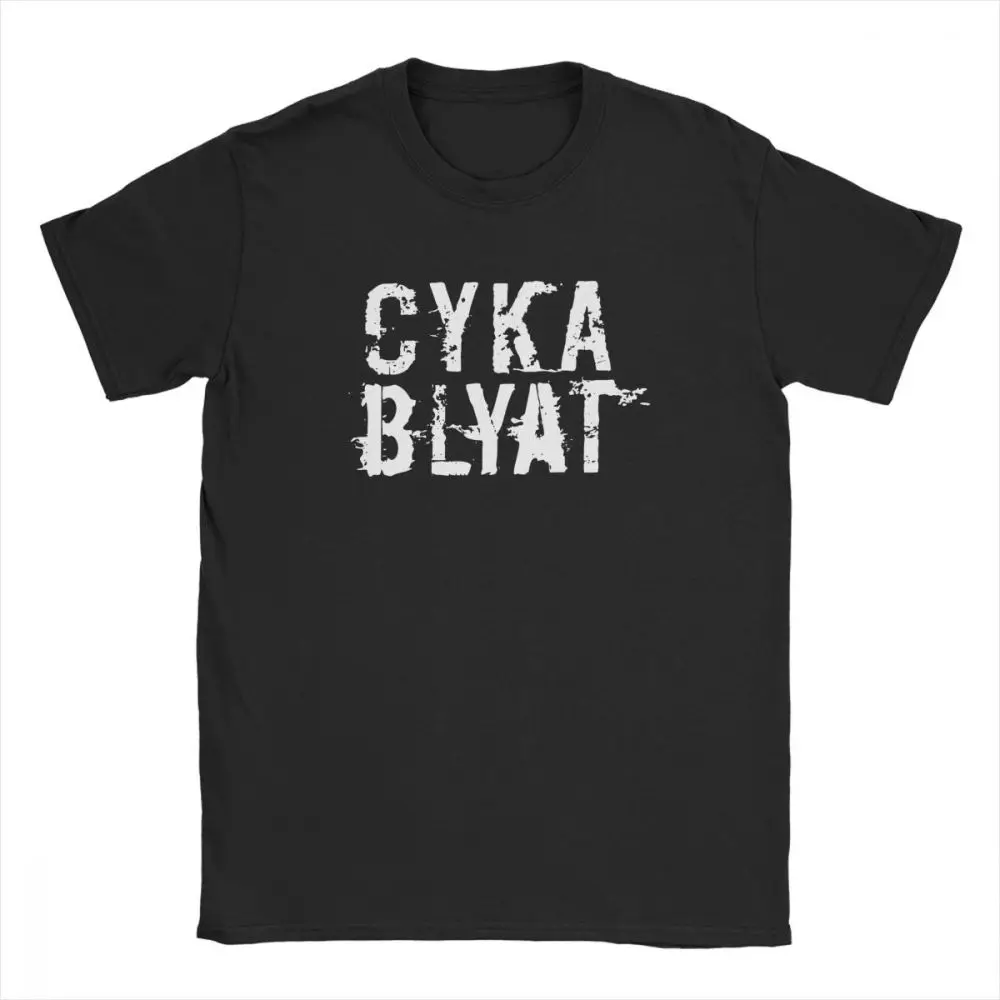 Men Cyka Blyat Gaming Memes T Shirt Russian Cotton Tops Vintage Short Sleeve Harajuku Tee Shirt   T-Shirt