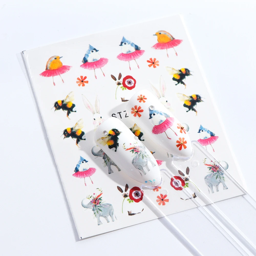 1pcs Flamingo Nail Art Sticker Water Decal Slider Cat Giraffe Rabbit Animals Transfer Manicure Nail Art Decoration JISTZ614-673