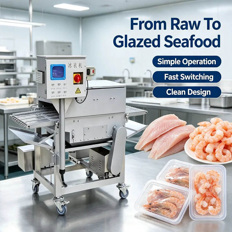 Industrial Ice Coating Machine For Frozen Meat Seafood Automatic Glazing Equipment Processing Plant