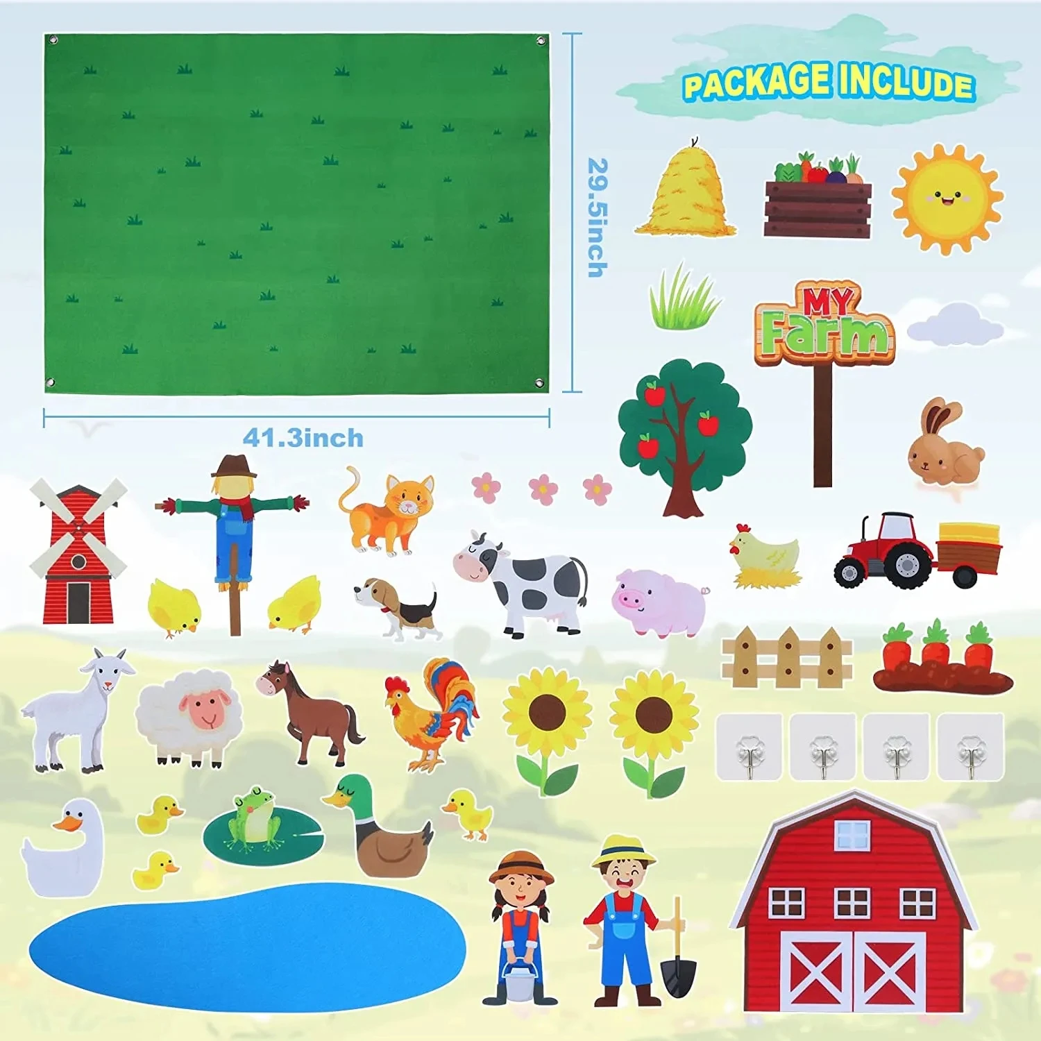 Farm Animals Felt Story Busy Board Set Toddlers Preschool Farmhouse Themed Early Learning Storytelling Interactive Play