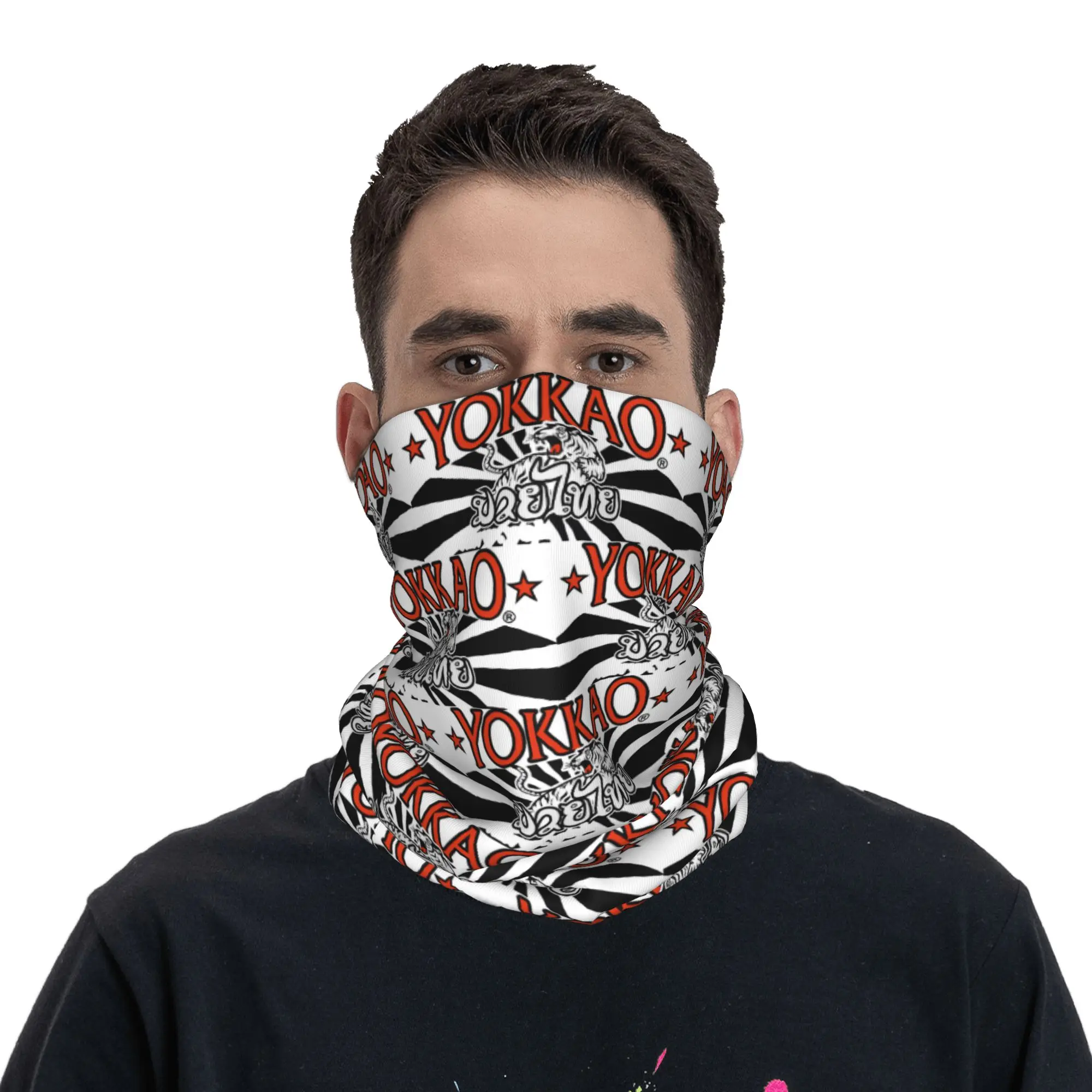 Yokkao Muay Thai Logo Bandana Neck Cover Printed Face Scarf Warm Cycling Scarf Running For Men Women Adult Windproof
