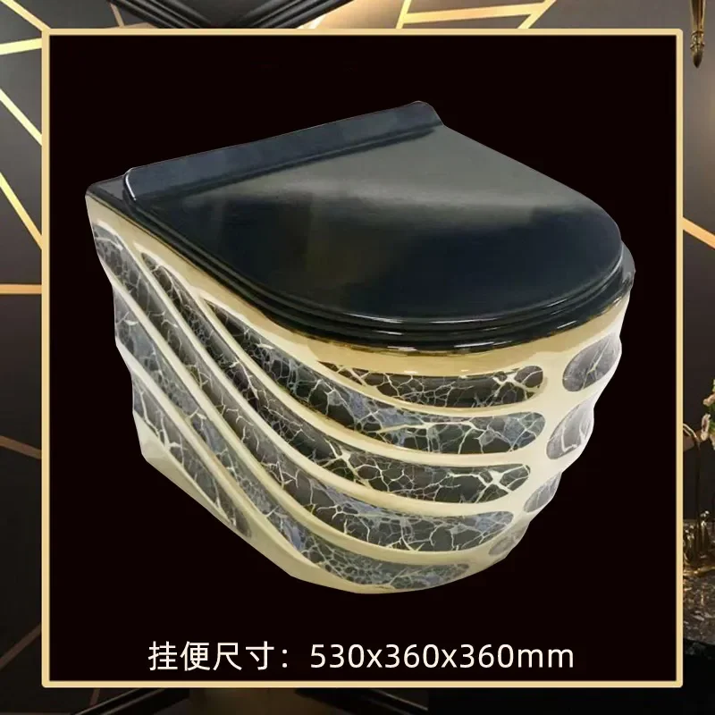 for Color Personalized Wall Hung Toilet Gold Black Colorful Pattern Horizontal Row European American Style Export Quality