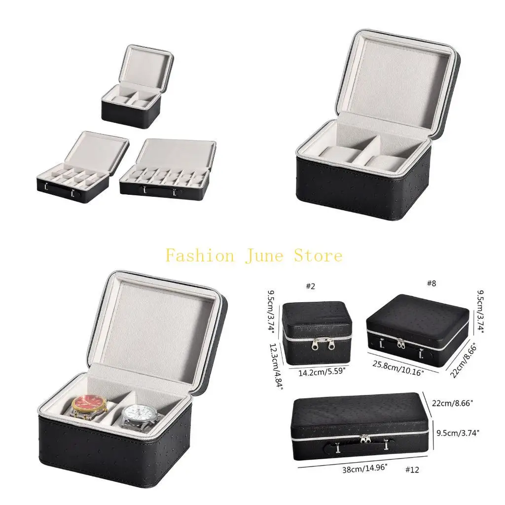 

N5KA Сумка из искусственной кожи на молнии, коробка для хранения ювелирных изделий, коробка для хранения часов, органайзер для
