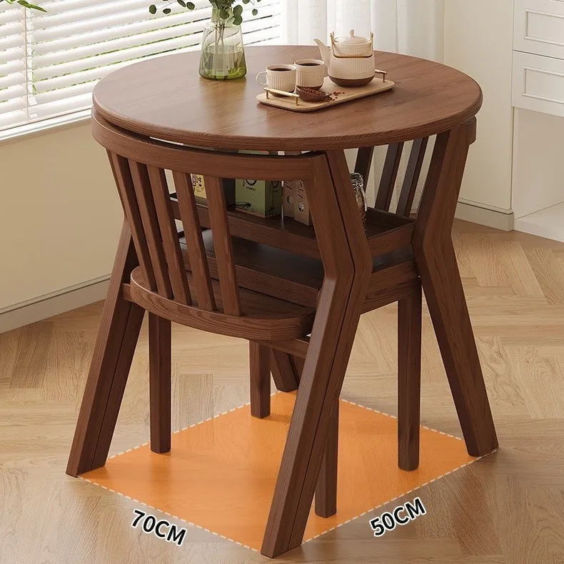 Nordic style solid wood dining table durable retractable coffee and study combination balcony or tea room modern design