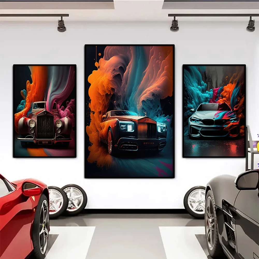 Modern Classic Colorful Futuristic Cars Canvas Panting Cool Supercar Posters and Prints Wall Art for Living Room Boys Home Decor