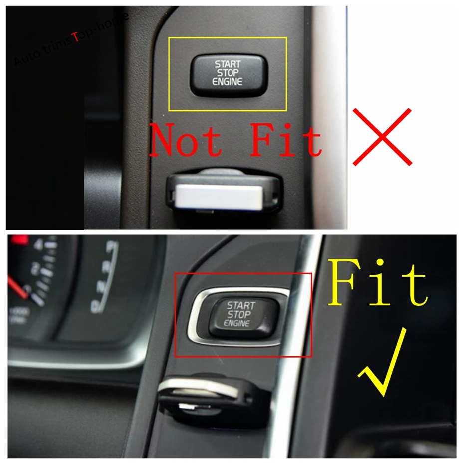 Glove Box Sequin Decoration Frame Start Stop Engine Push Button Key Ring Cover Trim For VOLVO XC60 2012 - 2017 Car Accessories image 2