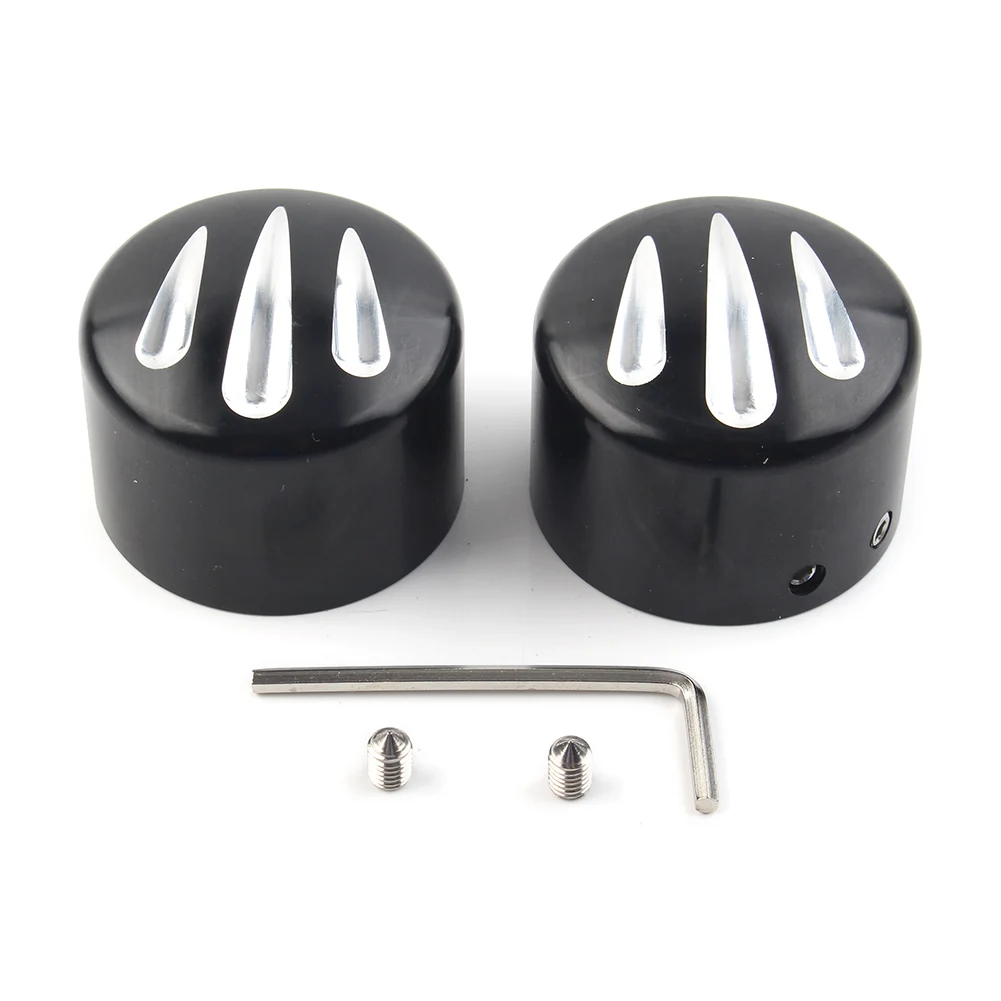 Black Motor Front Axle Nut Cap Covers for Harley Davidson Softail Touring Street Glide