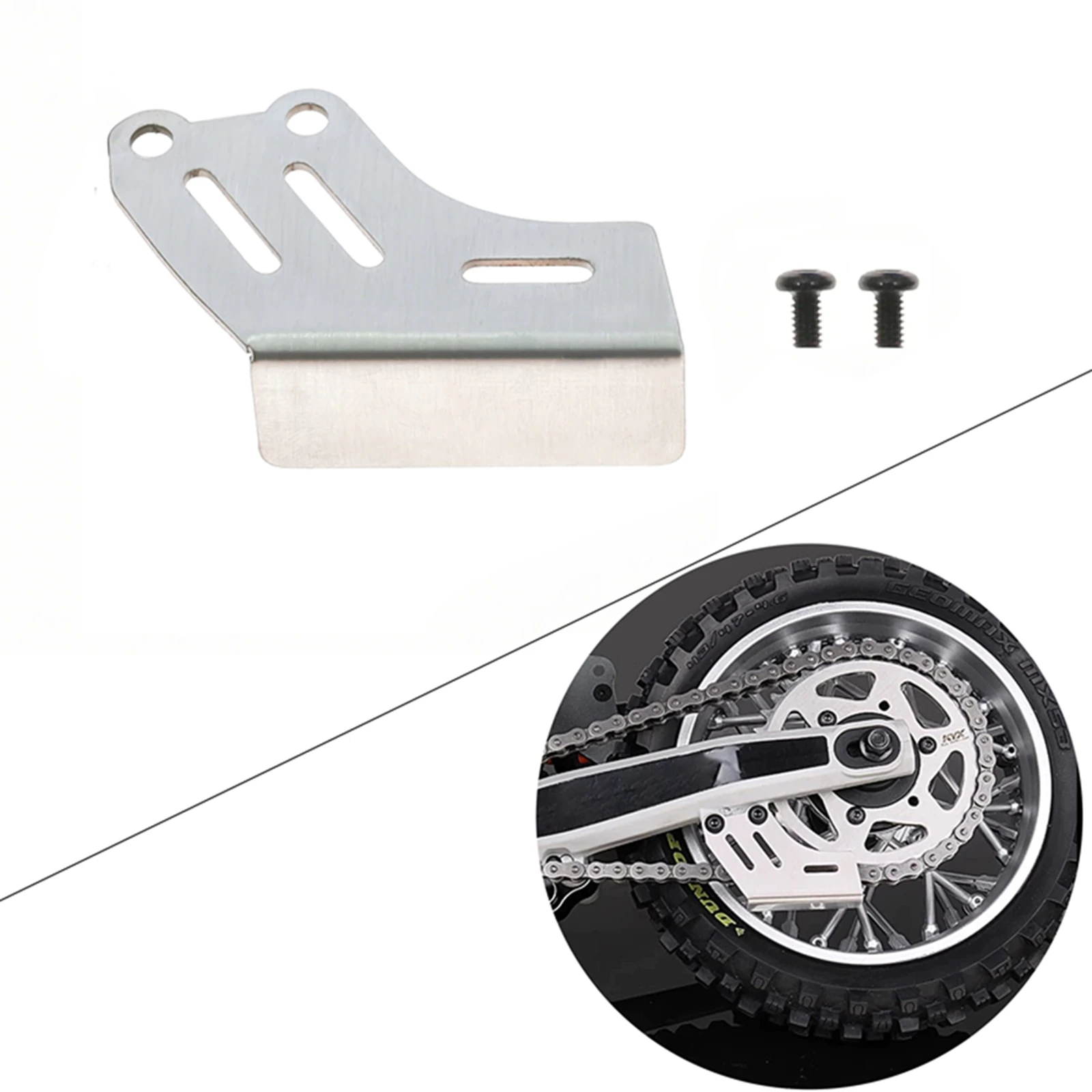 Ultrasterke SS achterwielaandrijfbeschermer voor Losi Promoto-MX 1/4 motorfiets - kettingbescherming