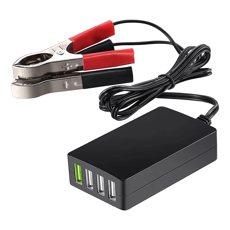 Draagbare DC met batterijclip, 12V/24V naar 5V 4-poorts USB-oplader Multipoortadapter Andere smartphones en tablets