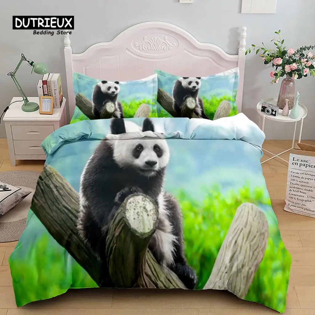 

3D Giant Panda Cute Duvet Cover Set, Fashion Bedding Set, Soft Comfortable Breathable Duvet Cover, For Bedroom Guest Room Decor