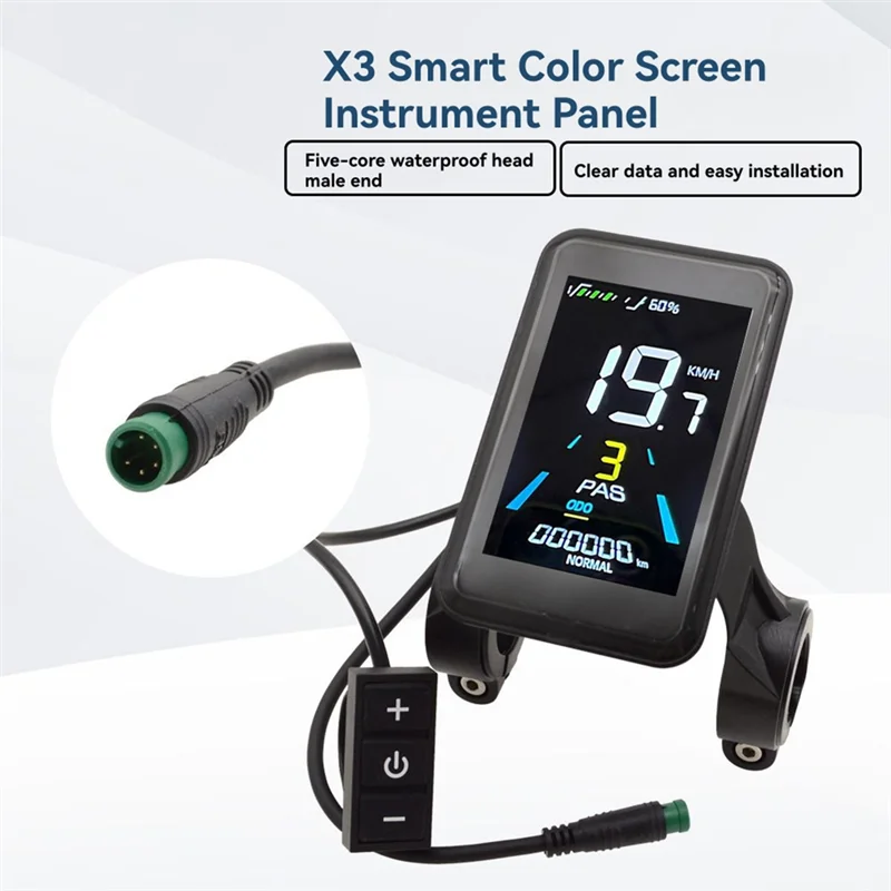 A99E-X3 Electric Bike LCD Display 24V 36V 48V Colorful Screen 5Pin Waterproof Connector Plug Connection