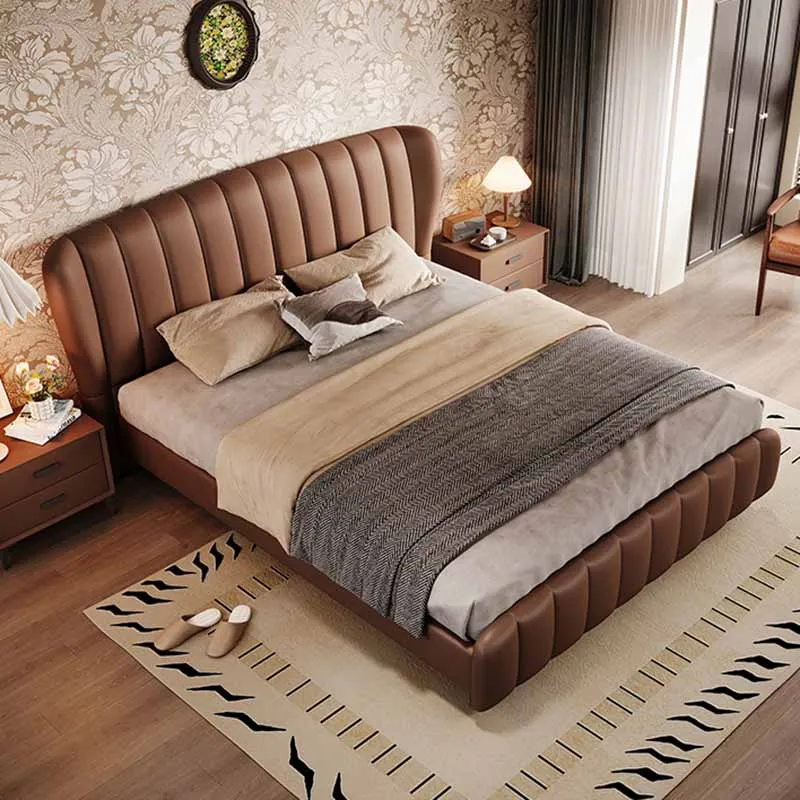 

Modern Headboard Double Bed Style Full Size Design Floor Double Bed Home Queen Sleeping Cama Matrimonial Furniture For Bedroom