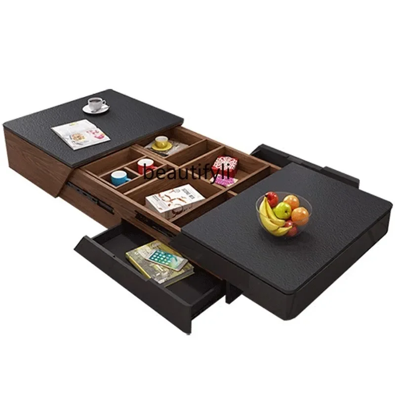 Nordic Coffee Table and TV Cabinet Set, Extendable Storage, Multifunctional Living Room Set, Coffee Table