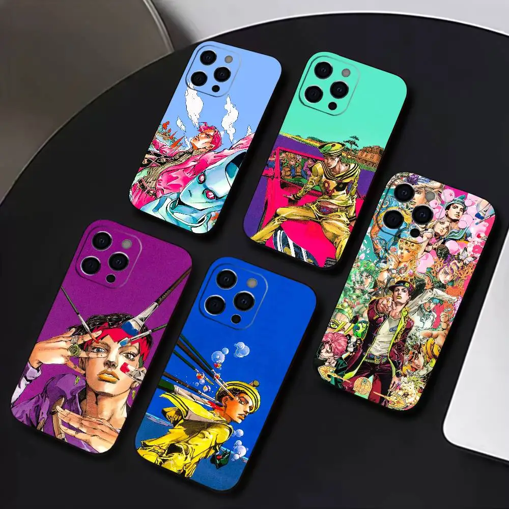 

JOJOS B-Bizarres Adventures Phone Case For iPhone 17,16,15,14,13,12,11 Plus,Pro Max,XS,Soft Silicone Black Cover