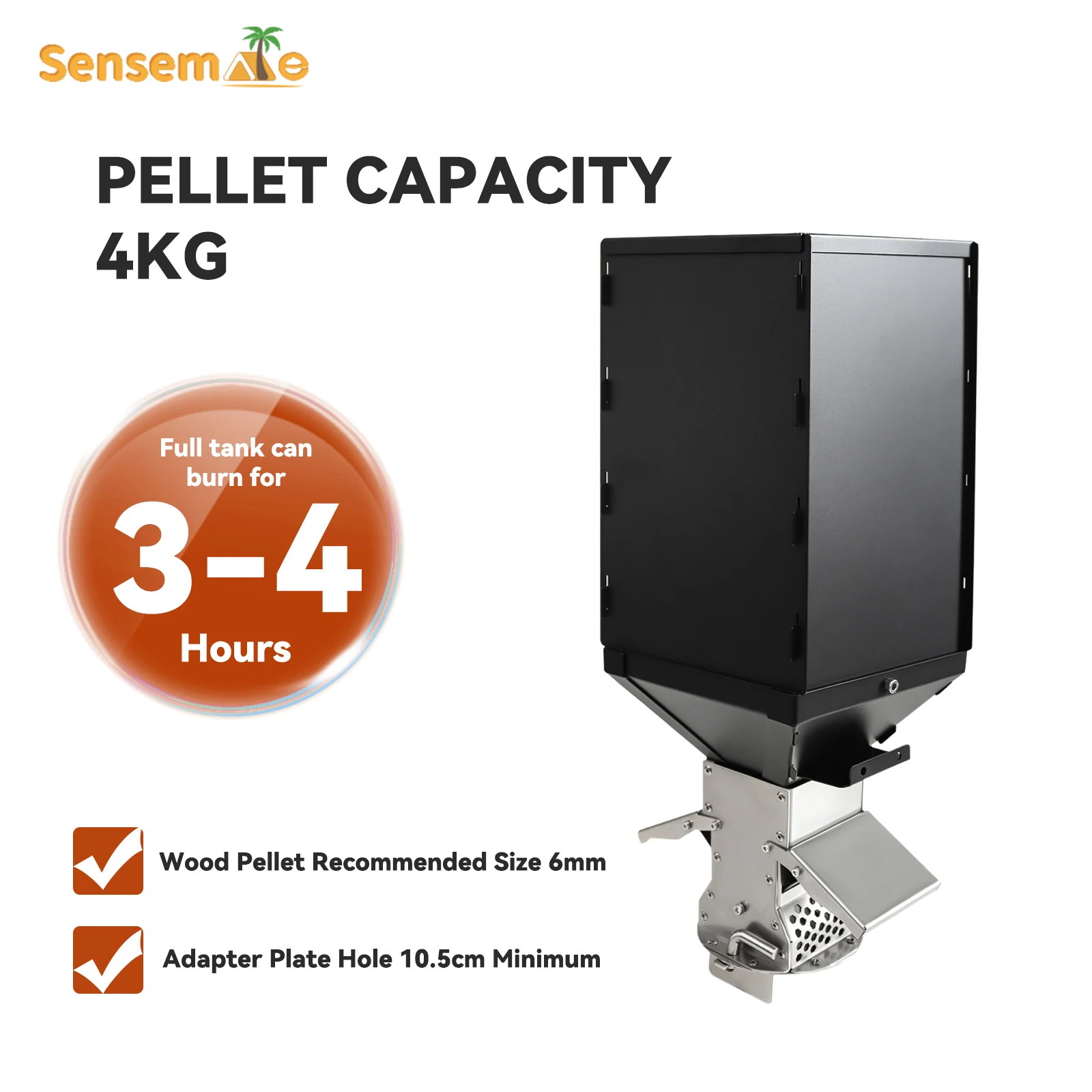 

Portable Pellet Burner 105mm Pellet Stove Camping Stainless Steel Outdoor Patio Haeter for Tent Garden