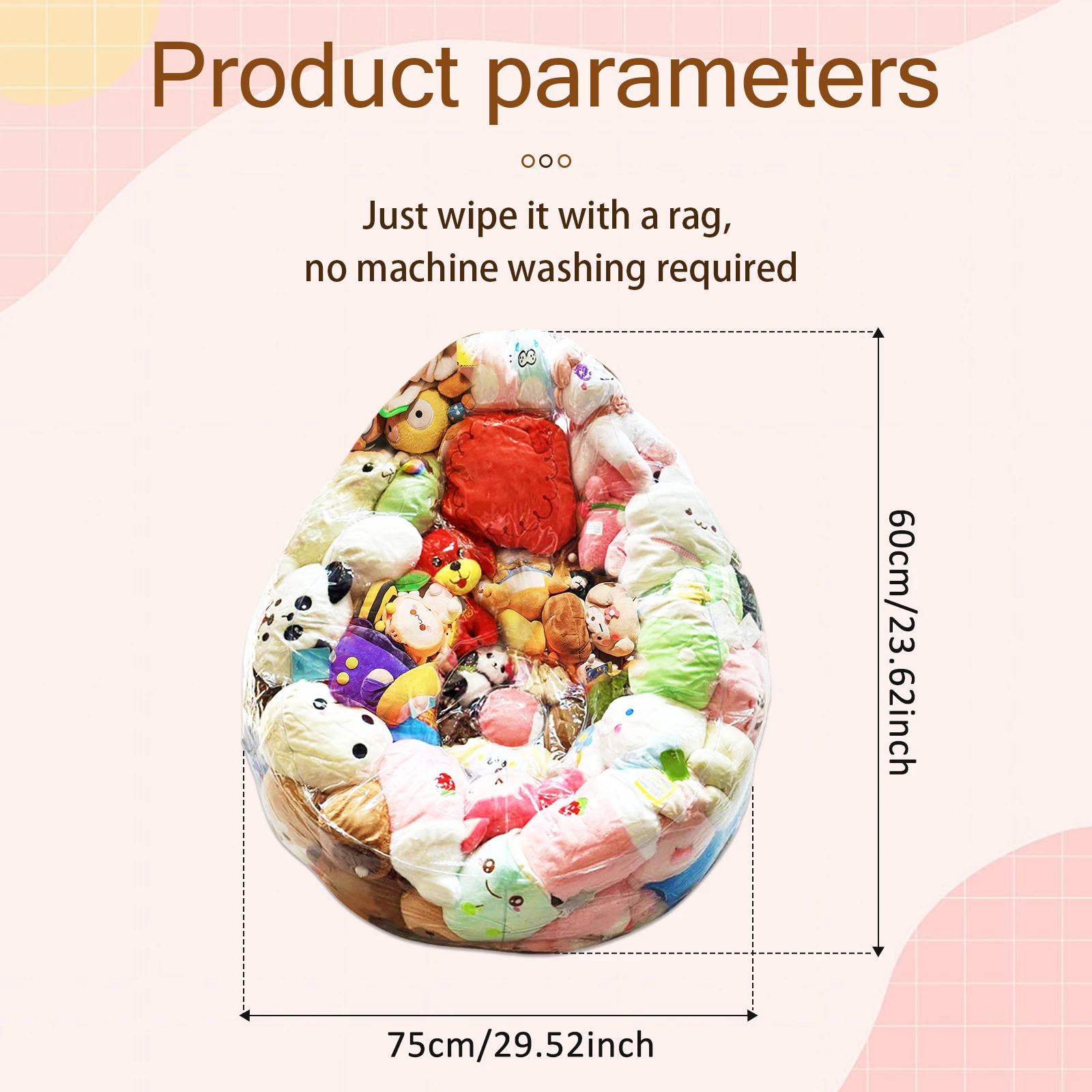 Clear Stuffed Animal Bean Bag Chair Cover Large Lazy Sofas Seat Cover Plush Toys Storage Child Adult Tatami No Filler Included view 6