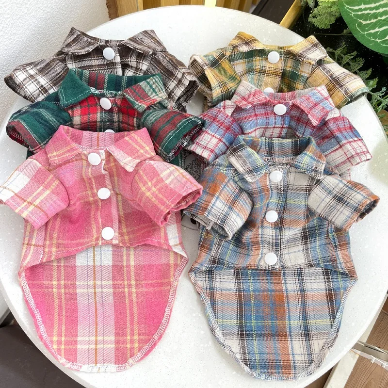 Pet Shirt for Small Large Dogs Classical Plaid Dog Clothes Breathable Puppy Coat Autumn Cat Shirt Fashion Pet Costumes Dog Vest