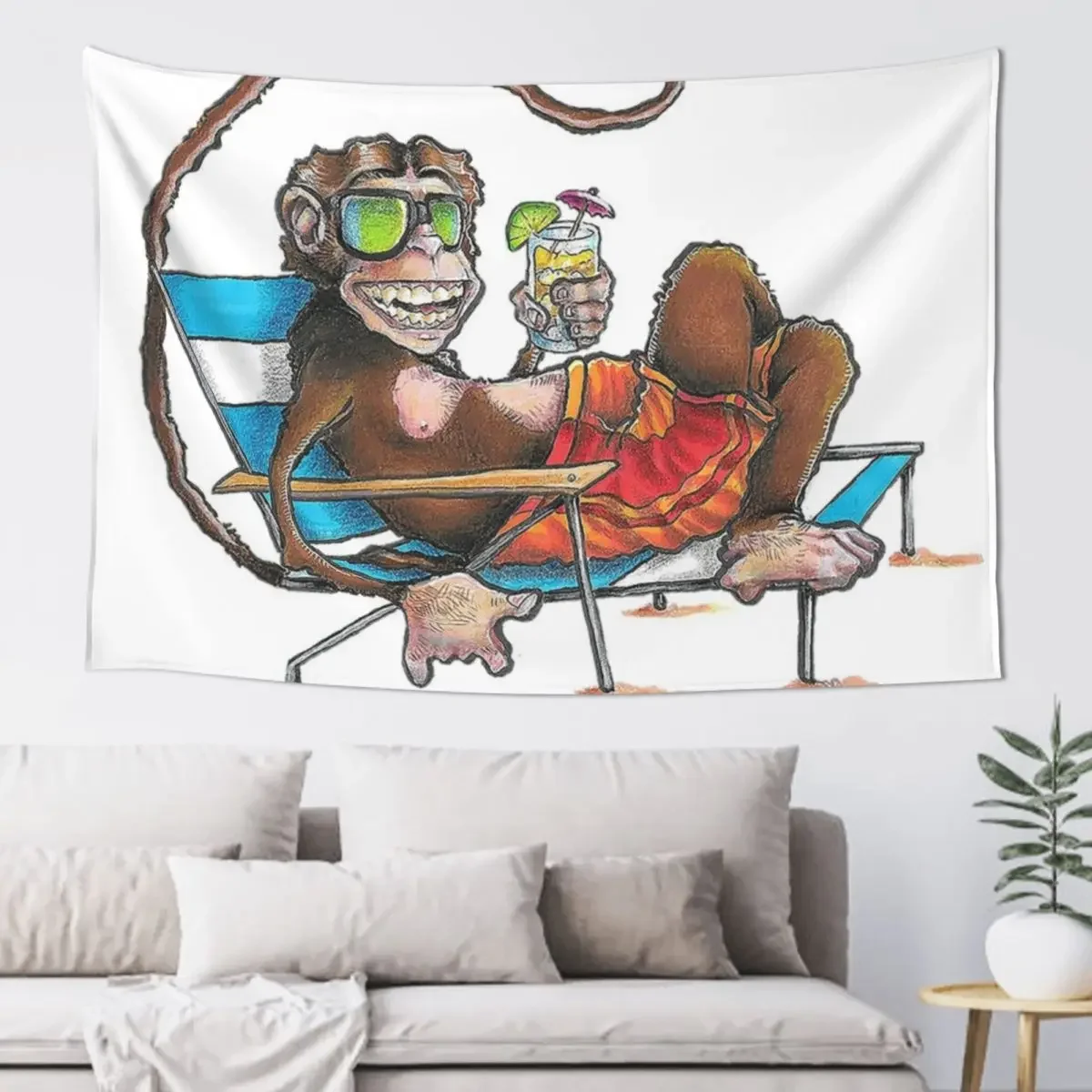 

Chilllin' Monkey Tapestry Room Decor For Girls Decoration Wall Tapestry