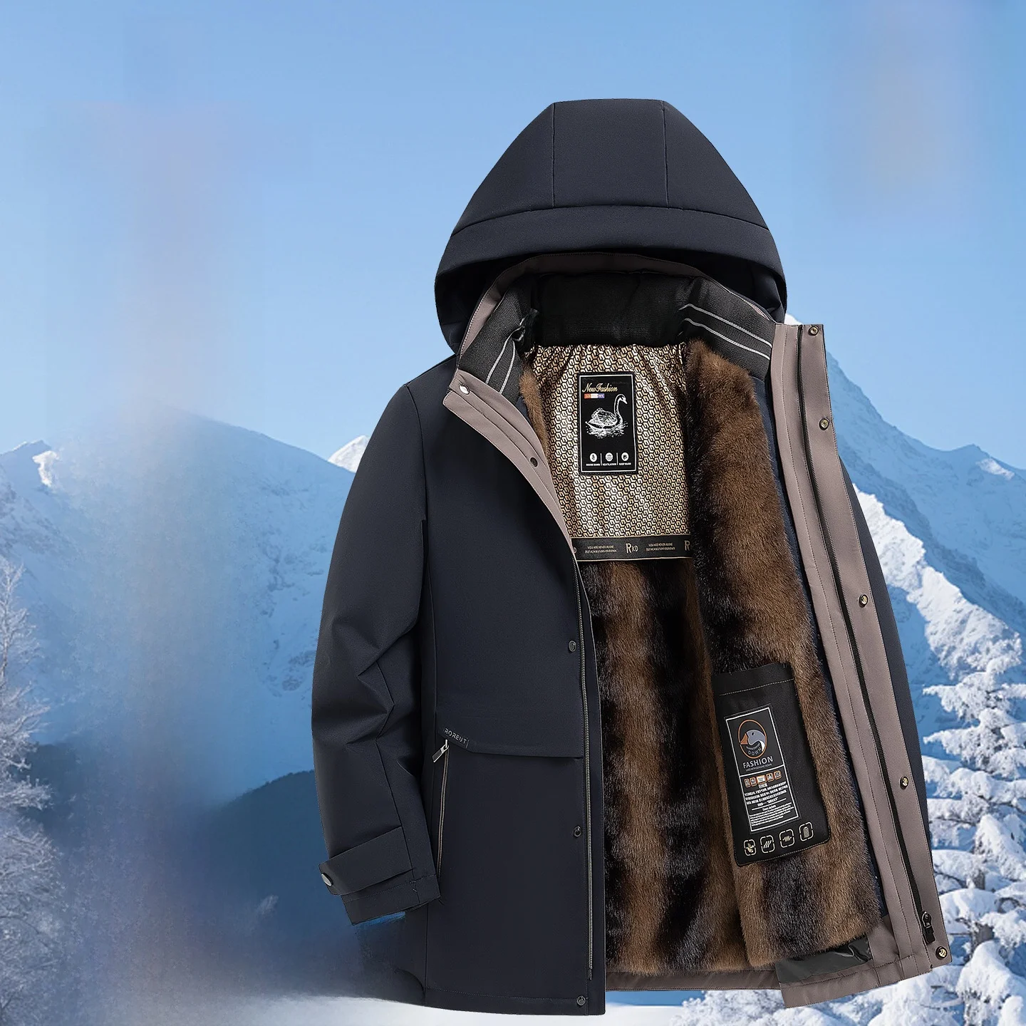 

Pierre Cardin Men's down Jaet Thiened Goose down Inner Coat Ultra Cold Resistant Faionable Urban Sle Cycling Casual Wear