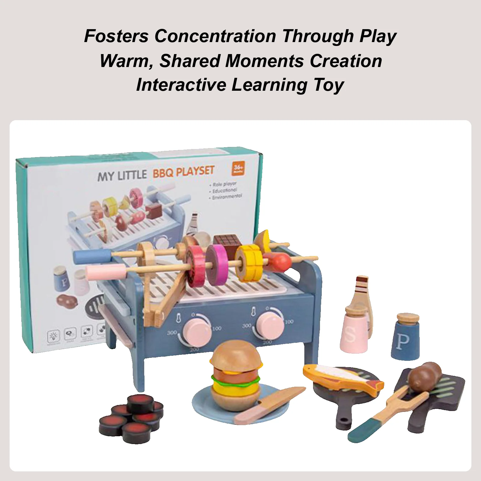 

Pretend Grill Little Chef Play Cooking Toy Set Educational Interactive Game Toy For Home Playtime Boy Aged 1-3 Develop Skills