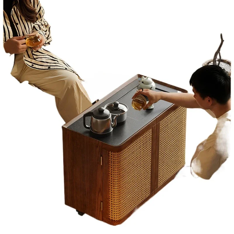 

XL Solid Wood Dining Storage Tea Cabinet Locker Rattan Kitchen Tea Cabinet Kettle Integrated