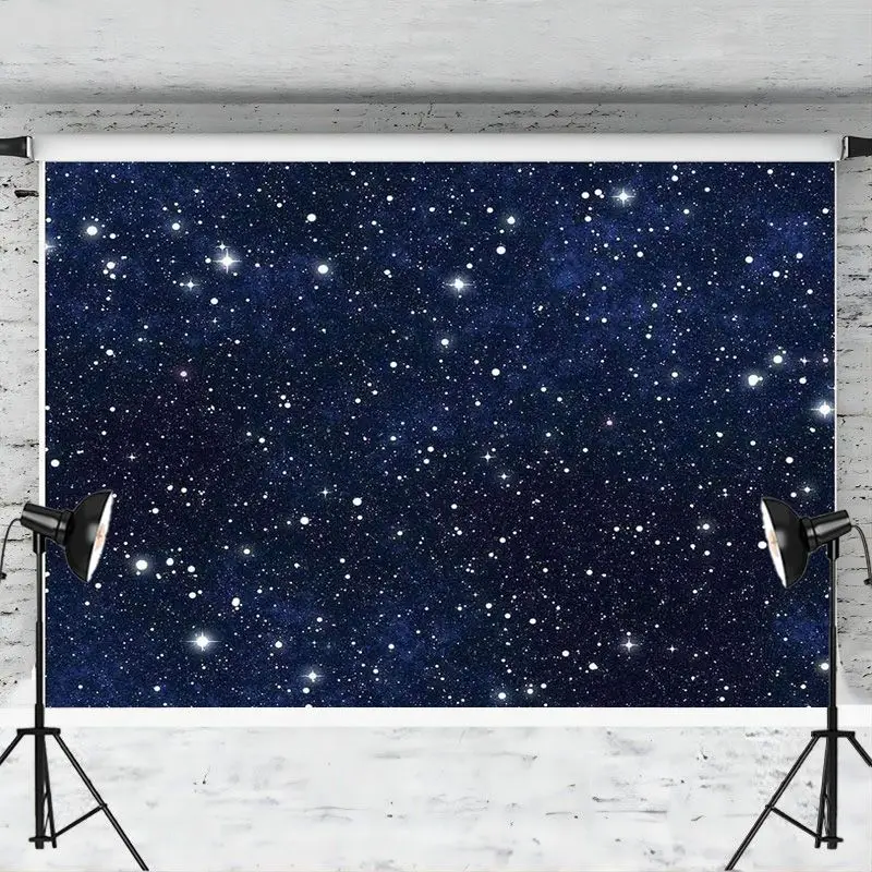 Blue Boken Backdrop Night Starry Sky Stars Background for Photography Theme Party Decoration Banner Photo Booth Studio Props