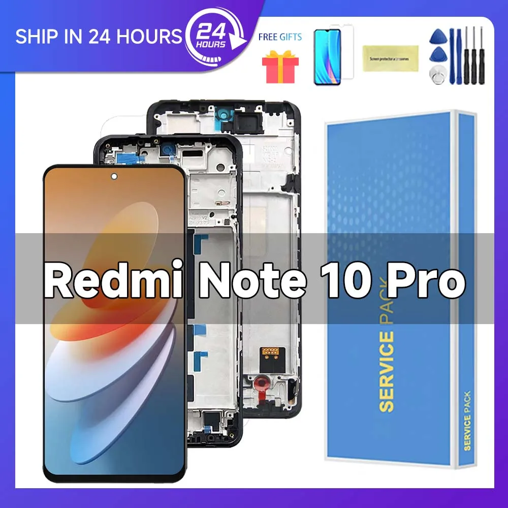 Tested AMOLED For Xiaomi Redmi Note 10 pro 4G LCD Display Screen Digitizer Assembly For Redmi Note 10 pro 5G LCD