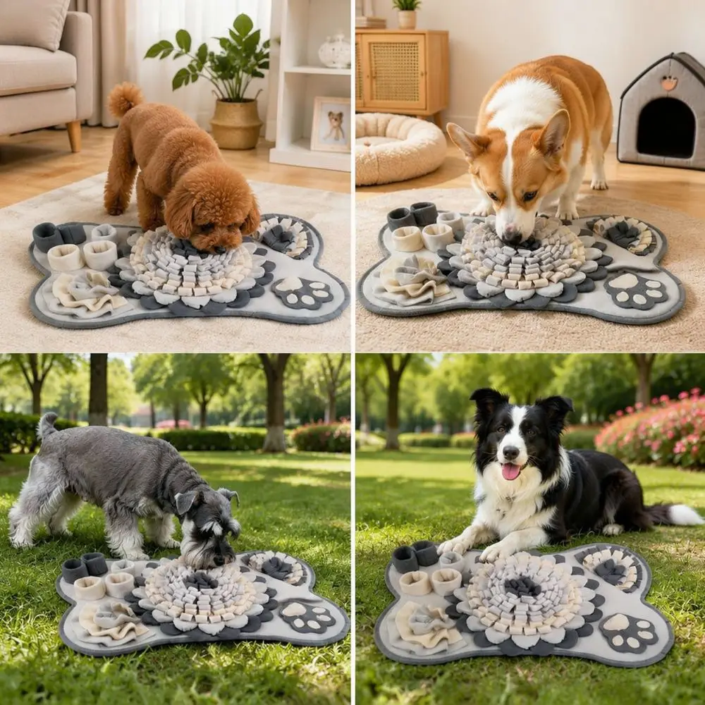 Bone Shape Dog Snuffle Mat Pet Puzzle Blanket Interactive Training Toy For Anxiety Relief And Feeding Fun